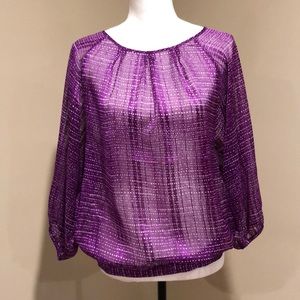 Women’s Small purple and white sheer top
